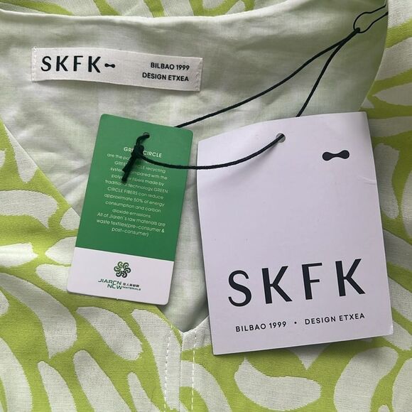 SKFK Gabriela Sleeveless Maxi Dress Green White Front Slit Size 6 Reg. $199 - Picture 6 of 14